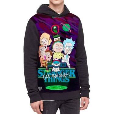 Imagem de Moletom Com Capuz Rick And Morty Stranger Things Ref:608 - smoke, Pret
