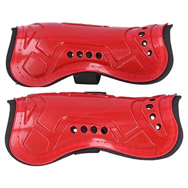 Imagem de Domary Caneleiras de Futebol, Protetor de Perna Com Almofada de Espuma, Caneleiras de Treinamento de Futebol para Adultos (Vermelho)