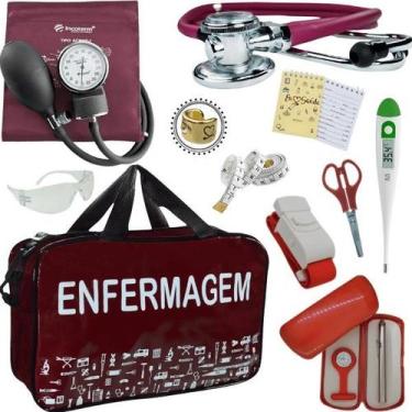 Imagem de Kit Bolsa Cores Aparelho Pressao Esfigmomanometro Enfermagem Incoterm,