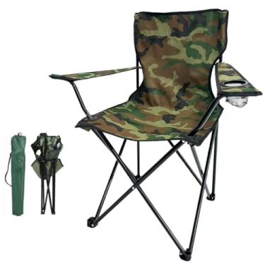 Imagem de Cadeira Dobrável Camping Portátil Com Apoio De Braço e Porta Copo Suporta 130kg(CAMUFLADO)