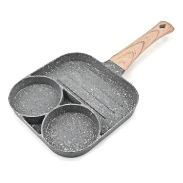 Imagem de Frigideira Multifuncional 3 em 1 Antiaderente de Cerâmica Quadrada – Ideal para Ovos, Grelhar e Cozinhar de Forma Saudável e Sem Óleo (CINZA)