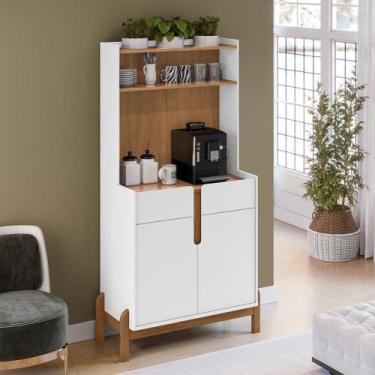 Imagem de Aparador Cantinho Cafe 2 Portas 81cm Dcasa Branco Cedro - CASA D MÓVEI