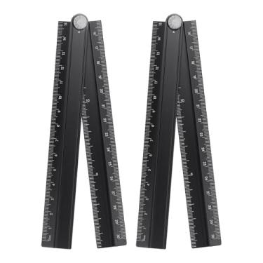 Imagem de Generic 2 réguas retas dobráveis de 30 cm, transferidor métrico de liga de alumínio, régua angular dobrável, ferramenta de medição geométrica com linha angular para escritórios de artistas de