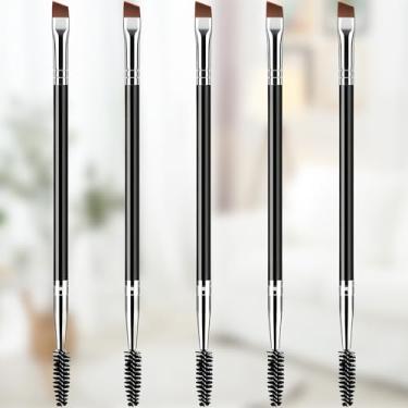 Imagem de Conjunto de pincéis de sobrancelha, pincel de sobrancelha angular e Spoolie com ferramenta de pente de cílios – 5 peças