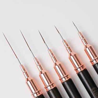 Imagem de Master Nail Art com 5 peças de canetas metálicas para arte de unhas e conjunto de pincéis - Perfeição de cor preta para linhas longas, detalhes finos e desenho fino - Design de unhas com pintura de