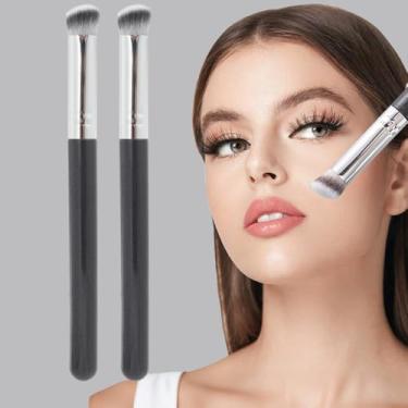 Imagem de 2 pincéis de maquiagem de base, pincel profissional de contorno e corretivo para sombra de nariz, escultura facial, ferramentas cosméticas de beleza (Médio, 15 cm)