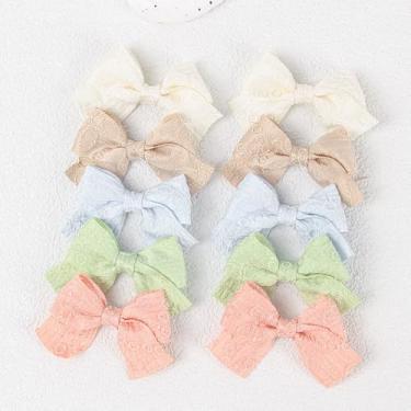 Imagem de 10 peças de laços de cabelo femininos design de laço de poliéster grampos de cabelo azul cáqui bege rosa verde acessórios de grampo de cabelo grande