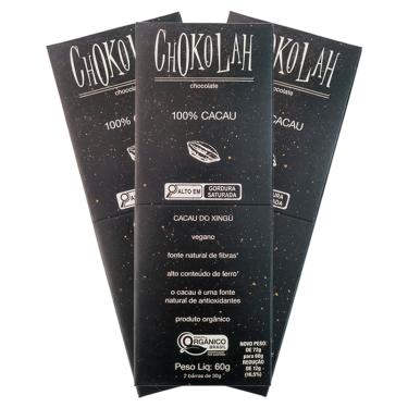 Imagem de Kit 3X: Chocolate 100% Cacau Zero Açúcar Orgânico CHoKolaH 60g