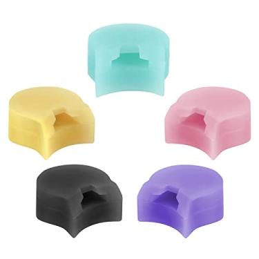 Imagem de 5 peças de almofada de descanso de polegar para clarinete/oboé, almofada de silicone para descanso de polegar para clarinete/oboé, protetor de almofada de descanso de polegar (rosa, preto, amarelo