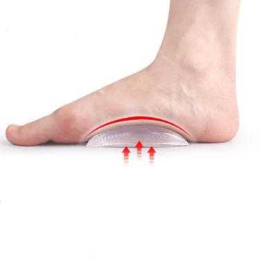 Imagem de Par Palmilha Gel Arco Plantar Pé Chato Plano Cavo Silicone