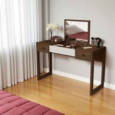 Imagem de Escrivaninha Penteadeira Com Espelho Multiuso Luanda Fenix Legno/offwhite/legno