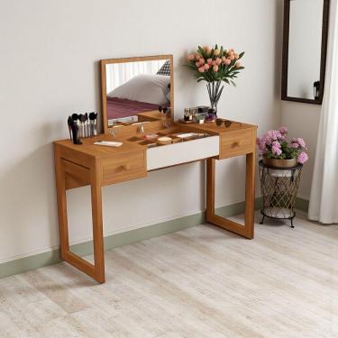 Imagem de Escrivaninha Penteadeira Com Espelho Multiuso Luanda Fenix Nature/offwhite/nat