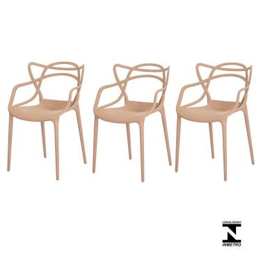 Imagem de Kit 3 Cadeiras Allegra Nude Sala Cozinha Jantar