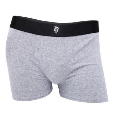 Imagem de Cueca Boxer Lisa Confortável Algodão Flexivel - NoBrand, Cinza, GG