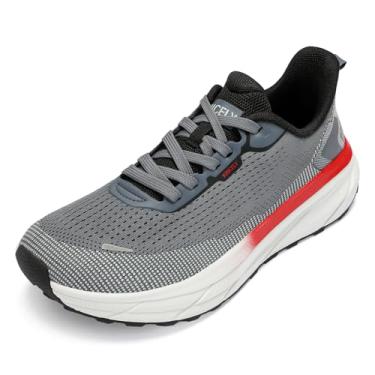 Imagem de Kricely Tênis masculino de corrida para trilha, bico largo, almofada, caminhada, tênis, treino, academia, cross training, Cinza escuro, 43