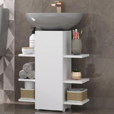 Imagem de Gabinete Armário de Banheiro para Pia de Coluna Multimóveis Mpf5026 Branco