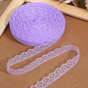 Imagem de Rolo de fita de renda roxa de 30 metros de largura de 1,5 cm de largura, acabamento de renda, rolo de costura, artesanato para decoração de casamento, buquê e embalagem de presente