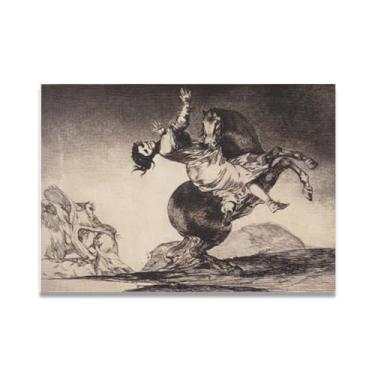 Imagem de LKXGRRSFG Horse Turns Its HeadFrancisco De Goya Impressão em tela romântica espanhola - Obra-prima do influente pintor romântico 50 x 70 cm sem moldura