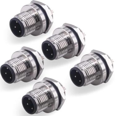 Imagem de Conector de aviação Lonlonty M12, suporte de painel macho de 4 pinos x