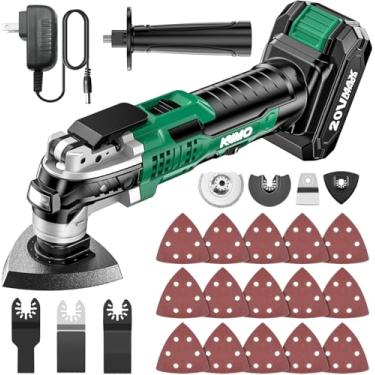 Imagem de Kit de ferramentas oscilantes sem fio KIMO 20 V com 26 acessórios, máximo 21.000 OPM, 6 velocidades variáveis e ângulo oscilante de 3°, multiferramenta oscilante alimentada por bateria para cortar