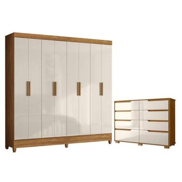 Imagem de Guarda Roupa Casal Marajó E Cômoda Georgia Freijó Off White - Moval