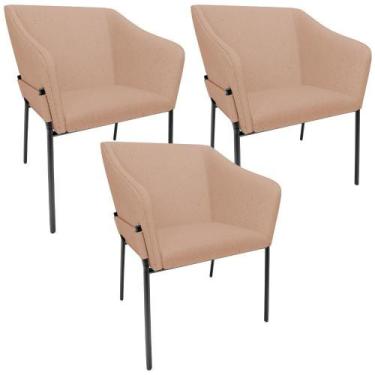 Imagem de Kit 3 Cadeiras Para Sala De Jantar Estar Living Olívia L02 Linho Rosê 