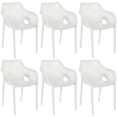 Imagem de Kit 6 Cadeiras De Jantar Design Suits Com Braços Empilhável Em Polipropileno - Branco