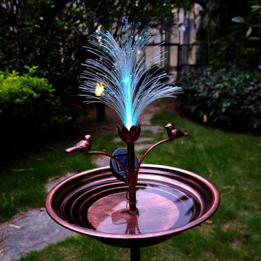 Imagem de Yardancer Banheira de pássaros para uso externo, 109 cm de fibra óptica para banheiras de pássaros, marrom, vintage, independentes, para ambientes externos, tigelas de alimentador de banho de pássaros