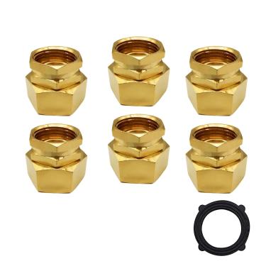 Imagem de AMZDIAI Conexões de mangueira de jardim 1 NPT fêmea x 3/4 GHT fêmea para adaptador de mangueira de jardim, conector de tubo redutor de latão (pacote com 6)