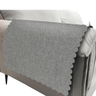 Imagem de HAPLIFEZ Capas de braço de sofá, antiderrapantes laváveis e protetores de braço para sofá, conjunto de 2 - capas de móveis à prova de animais de estimação de tecido de linho para poltrona, secional