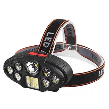 Imagem de Lanterna De Cabeça Sinalizador Ajustável Profissional Trilha Barco Acampamento Pesca Pescaria 8 Leds Recarregável Usb Co