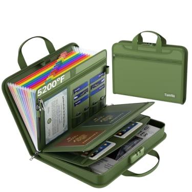 Imagem de Organizador de arquivos sanfonado à prova de fogo de 2,871 °C com fechadura, organizador de documentos espesso, 13 bolsos coloridos com etiquetas, organizador de documentos importante, pasta de