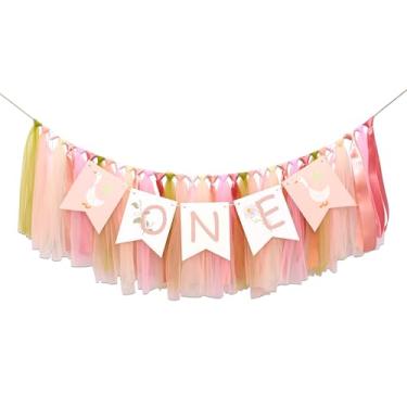 Imagem de Eurteka Faixa de cadeira alta de 1º aniversário de ganso - Banner One Silly Goose para meninas 1º aniversário, guirlanda de fio rosa Silly Goose Smash Bolo, guirlanda de cadeira alta