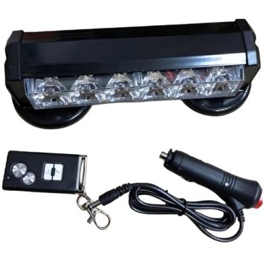 Imagem de Barra de flash LED de emergência, luzes azuis vermelhas recarregáveis para veículos, suporte magnético no teto, luz multipadrão operada remotamente para caminhões de patrulha