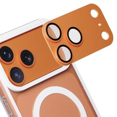 Imagem de M.Craftsman Protetor de lente para câmera iPhone 17 Pro (pacote com 2 + branco/laranja, iPhone17 PRO)
