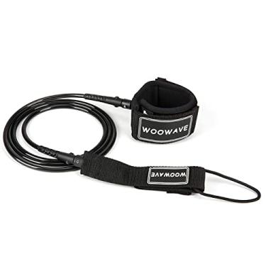 Imagem de WOOWAVE Coleira de prancha de surf premium corda de perna de SUP reta 6/7/8/2,7 m para todos os tipos de pranchas de surf (preta, 1,8 m e 7 mm)