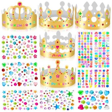 Imagem de MGZTTHW Coroas de papel douradas, 10 peças faça-você-mesmo coroas de rei de aniversário para decorar, chapéus de coroa de príncipe princesa de papel para sala de aula de volta às aulas