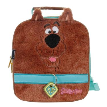 Imagem de Scooby Doo Lancheira Térmica Infantil, Marrom e Turquesa, Design Pelúcia 3D, com Alça Ajustável, para Lanches e Refeições