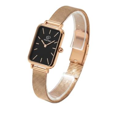 Imagem de Relógio Feminino Quadrado Rosê Casual Elegante Sofisticado Analógico New Port