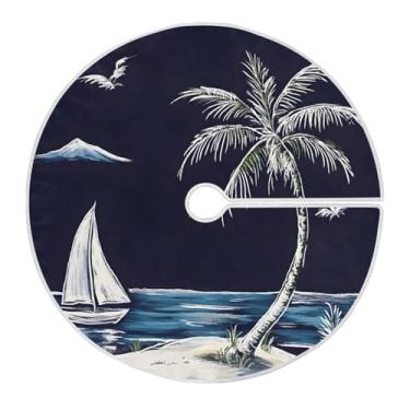 Imagem de Blueangle Saia de árvore de Natal havaiana de 89,9 cm – poliéster macio e resistente a rugas, decoração de férias para festas de Natal, árvore festiva e decoração de casa (771)