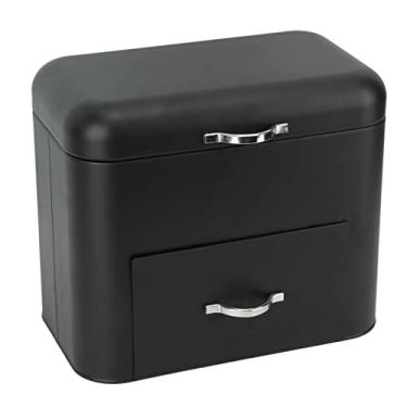 Imagem de YOUTHINK Caixa de Pão de Ferro, Recipiente de Armazenamento de Pão de Grande Capacidade Com 2 Prateleiras, Perfeito para Cozinha e Uso Doméstico (Preto)