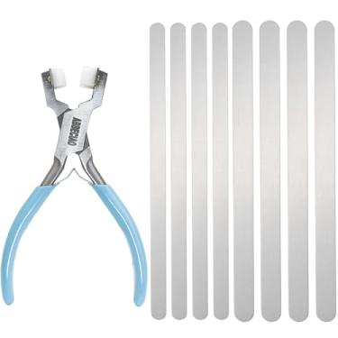 Imagem de ABBECIAO Kit de estampagem de pulseira com alicate, 24 peças em branco de pulseira de alumínio. Conjunto de ferramentas de estampagem de metal para fazer joias e dobrar pulseiras
