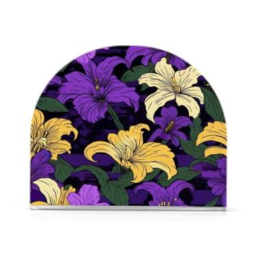 Imagem de Wassud Porta-guardanapos de acrílico com flores em fundo preto, dispensador de guardanapos de papel moderno em forma de U para mesa, cozinha, sala de jantar, bancada 1 peça (comporta 50-60 guardanapos