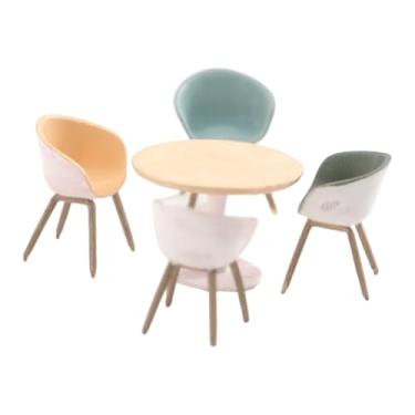 Imagem de harayaa Conjunto de mesa e cadeiras em miniatura 1/64, mini, moderno, resina, decoração em miniatura, criativo, acessórios para dioramas, conjunto, Style a