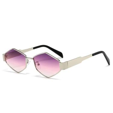 Imagem de Óculos de Sol Punk Masculino com Armação de Metal, Lentes Transparentes com Efeito Degradê Oceano UV400, Ideal para Esportes ao Ar Livre, Corrida e Ciclismo, nas Cores Prata, Roxo e Rosa. Disponíveis