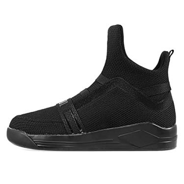Imagem de Soulsfeng Tênis masculino casual cano alto respirável malha tricô tornozelo botas esportivas, W-black, 8.5