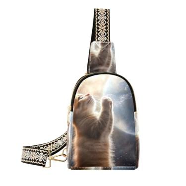 Imagem de CEBUGI Linda bolsa tiracolo para mulheres, bolsa tiracolo de couro, bolsa de peito para caminhadas, viagens ao ar livre