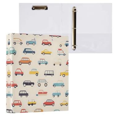 Imagem de Qilmy Organizador de fichário redondo de carro de desenho animado, fichário de 3 anéis com prancheta (carta A4), fichário fofo para material de escritório escolar 92
