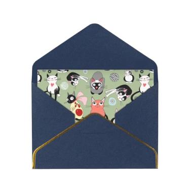 Imagem de SKKNT Cartões de felicitações com estampa de gatos adoráveis para todas as ocasiões, convites de festa de aniversário de casamento, 12,7 x 15,2 cm
