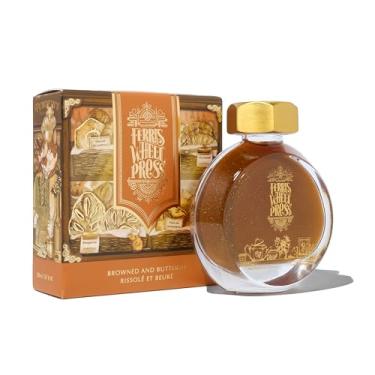 Imagem de Ferris Wheel Press Tinta para caneta-tinteiro, coleção de tinta para uso diário, marrom e amanteigado, haste dourada queimada com brilho dourado, 38 ml